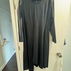 Cocktail dress for Fall/Winter midi length with leatherette sleave